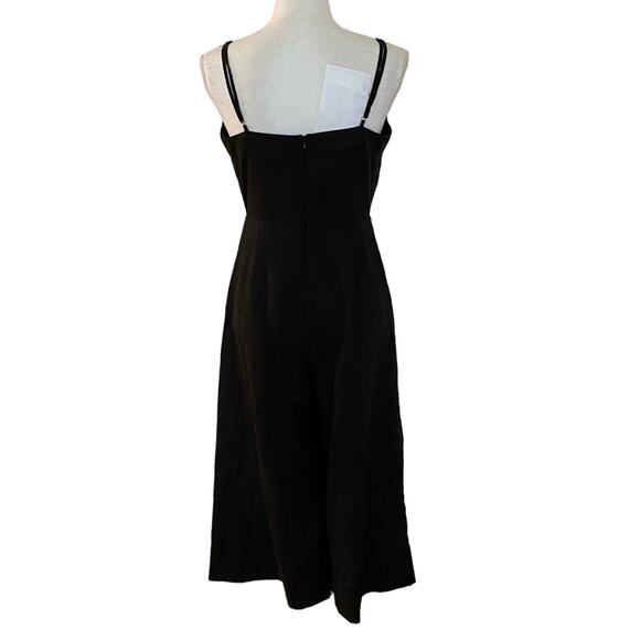 Nicholas Size US 6 Seta 100% Linen Wide Leg Cropped Jumpsuit Black - Picture 2 of 7